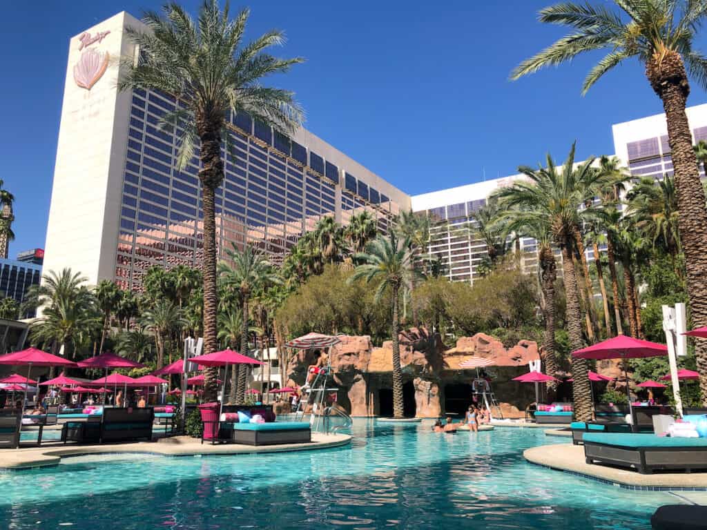 tropical themed pool in Las Vegas, Flamingo Pool Go Pool dayclub