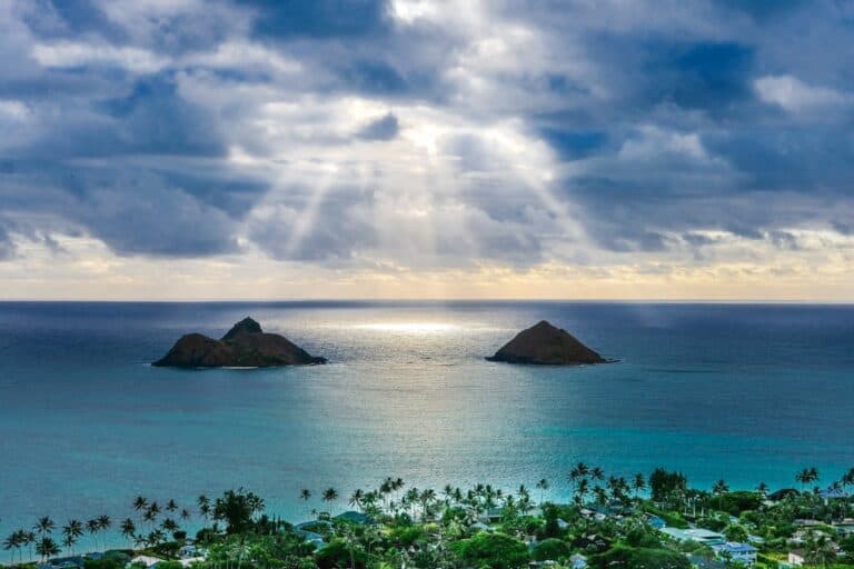 aerial island and beaches lanikai kailua hawaii