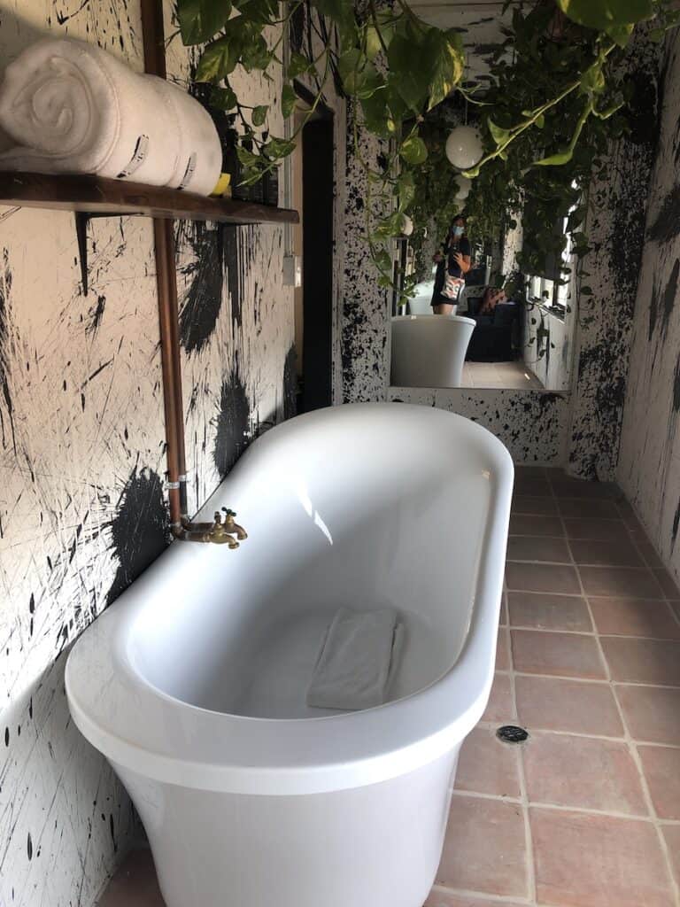 hotel room with a deep soaking tub at hotel lafayette tijuana mexico