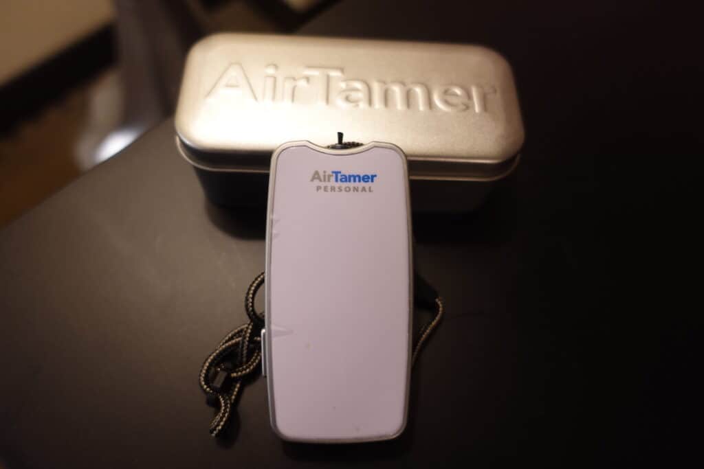 small white personal air purifier with metal case airtamer a310