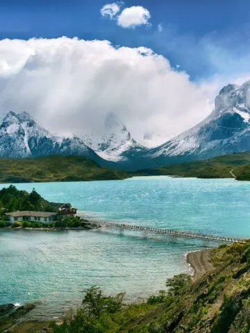 lake near snow covered mountain during daytime photo, Torres del Paine National Park, Chile