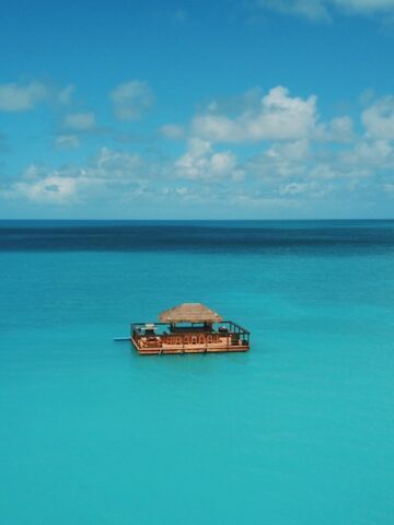 floating house in the middle of the ocean, antigua