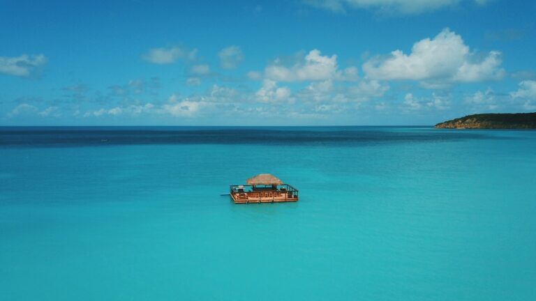 floating house in the middle of the ocean, antigua