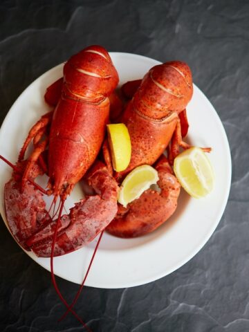 red lobster on white plate