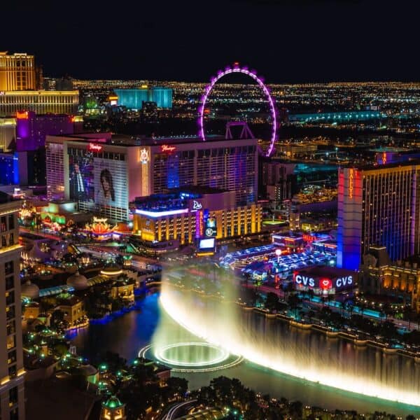 city lights turned on during night time, Las Vegas