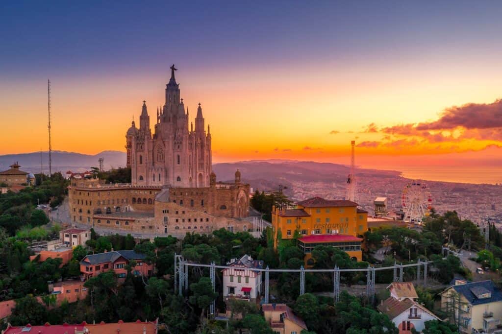 cathedral on hill, barcelona