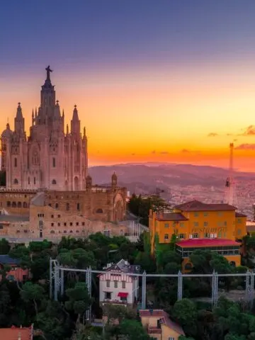 cathedral on hill, barcelona