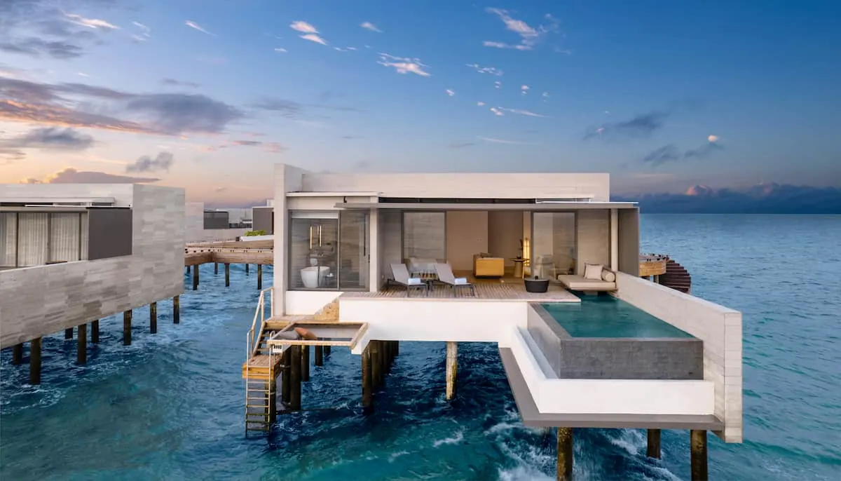 Alila Kothaifaru Maldives Water Villa Exterior Evening