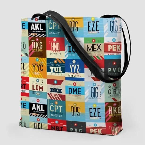 airports tote bag, travel gifts, 25 travel gifts for $25 or less, Traveling Well For Less