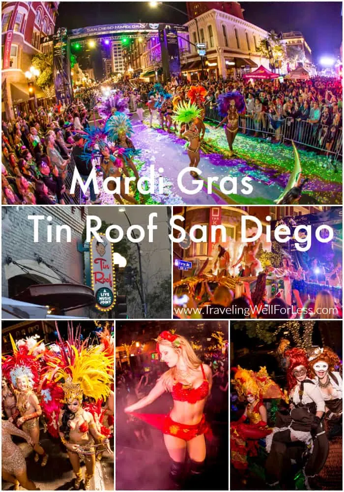 Mardis Gras San Diego, Tin Roof, food and beverage packages, Traveling Well For Less