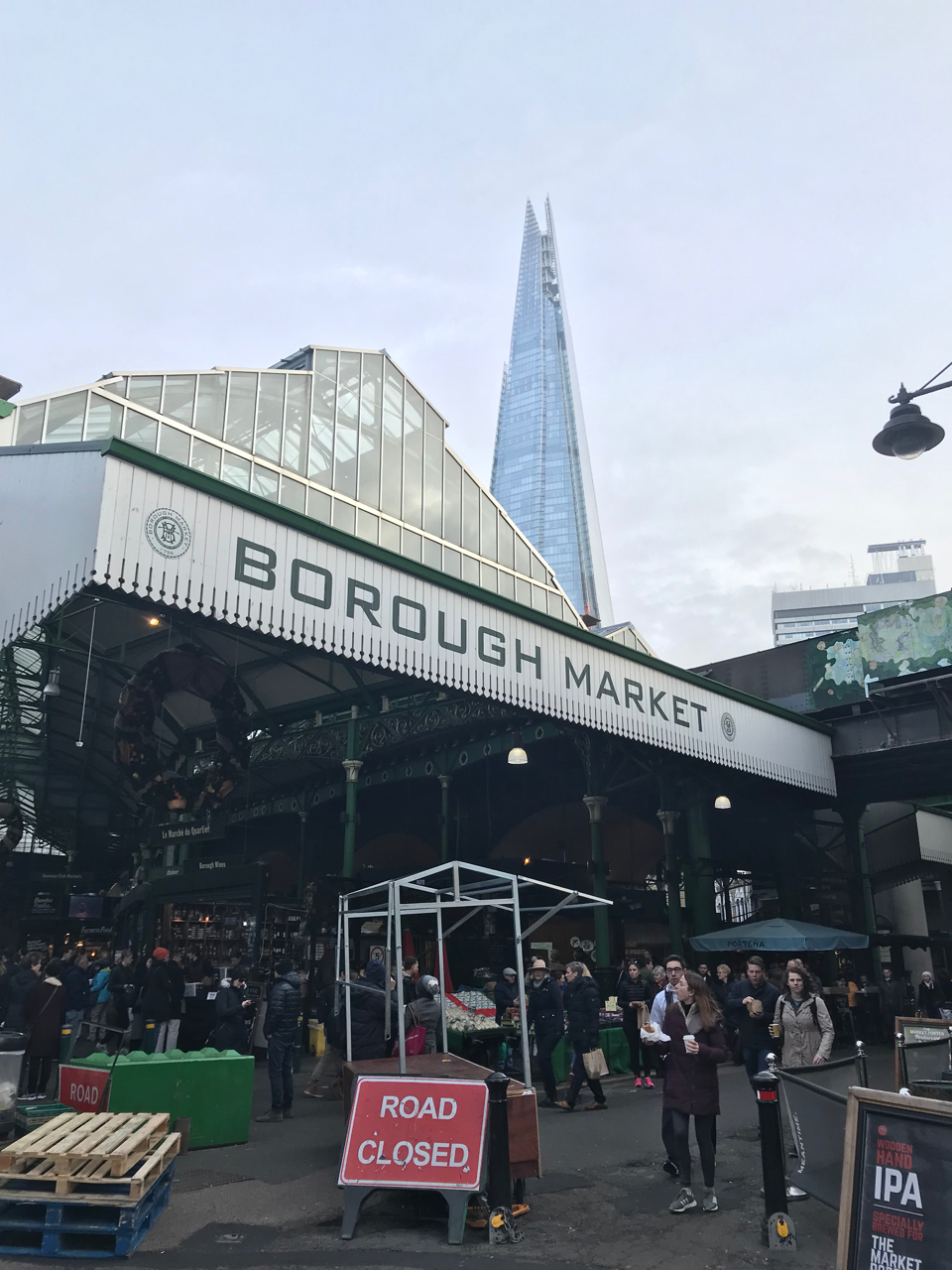 outside view of shoppers visiting Borough Market