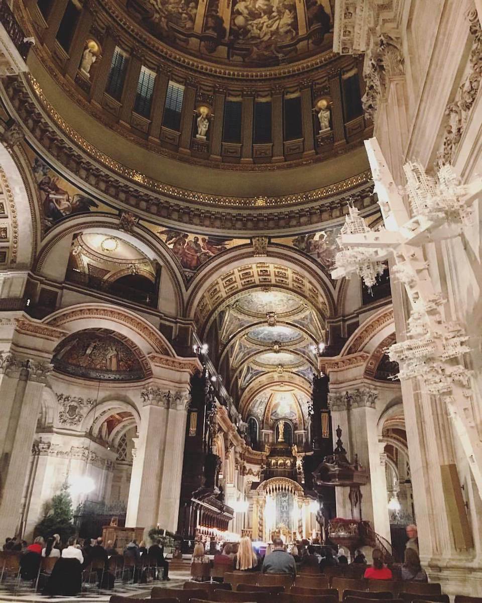 interior view of pews and part of the dome St Paul's Cathedral London